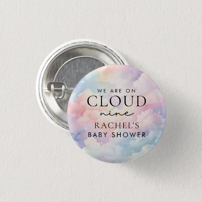Dreamy Pastel Cloud Nine Baby Shower 3 Cm Round Badge (Front & Back)