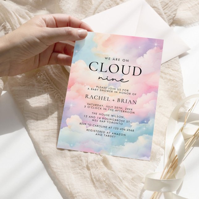 Dreamy Pastel Cloud Nine Baby Shower Invitation (Creator Uploaded)