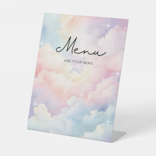 Dreamy Pastel Cloud Nine Menu Baby Shower Pedestal Sign