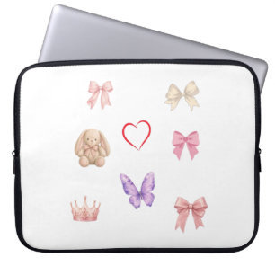 Dreamy Pastel Coquette Bunny Bow Butterfly Pink Ae Laptop Sleeve