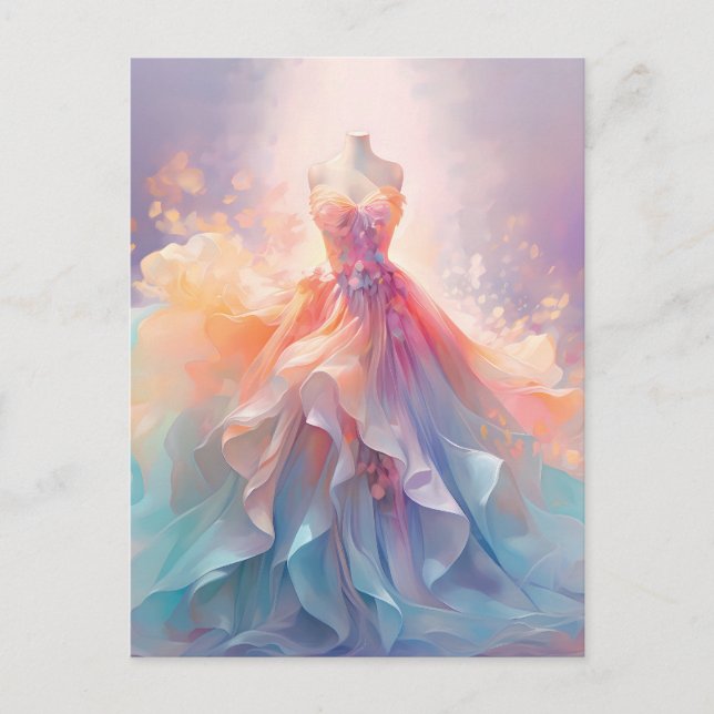 Dreamy Pastel Couture Gown Art Postcard (Front)