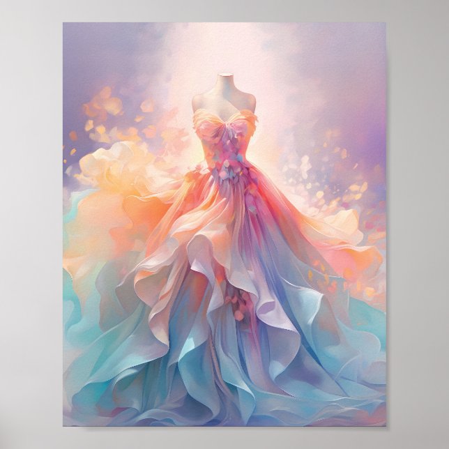 Dreamy Pastel Couture Gown Art Poster (Front)