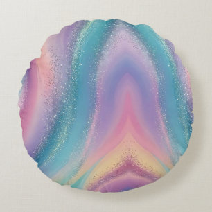 Dreamy Pastel Galaxy Abstract Art Design Round Cushion