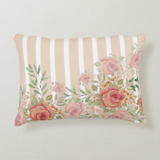 Dreamy Pastel Garden Striped Decorative Cushion