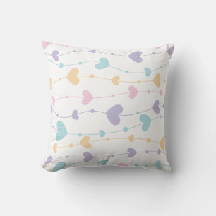 Dreamy Pastel Hearts Throw Pillow