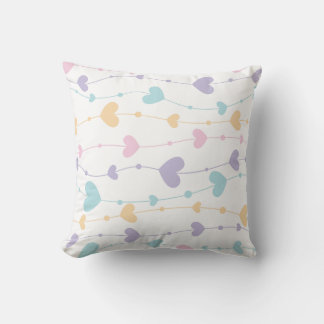 Dreamy Pastel Hearts Throw Pillow