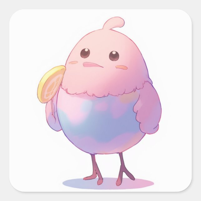 Dreamy Pastel Illustration Square Sticker (Front)