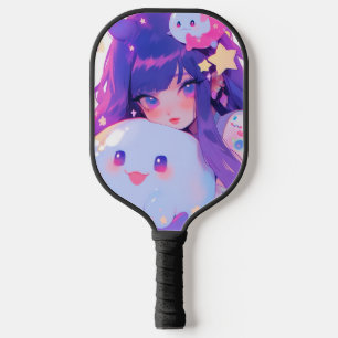 Dreamy Pastel Kawaii Magical Anime Girl Aesthetic Pickleball Paddle