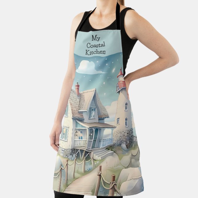 Dreamy Pastel Lighthouse by the Sea Apron (Insitu)