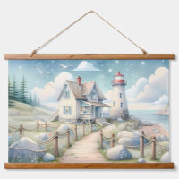 Dreamy Pastel Lighthouse by the Sea