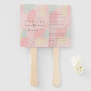 Dreamy Pastel Modern Art Thank You Wedding Hand Fan