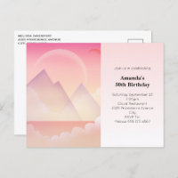 Dreamy Pastel Mountain Landscape Birthday Invite
