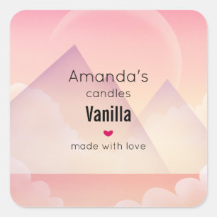 Dreamy Pastel Mountain Landscape Candle Business Square Sticker