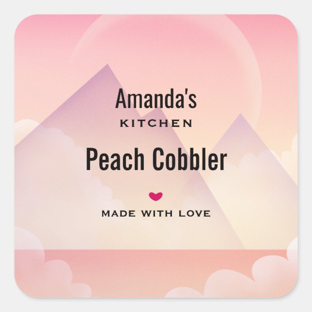 Dreamy Pastel Mountain Landscape Kitchen Square Sticker (Front)