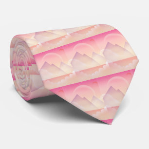Dreamy Pastel Mountain Landscape Pattern Tie