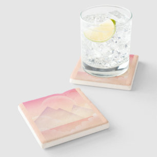 Dreamy Pastel Mountain Landscape Stone Coaster