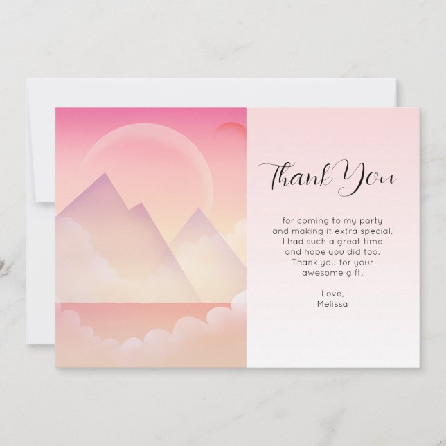 Dreamy Pastel Mountain Landscape Thank You Card (Front)