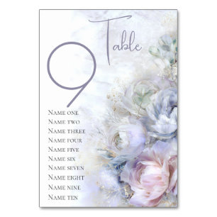 Dreamy Pastel Peonies Floral Table Number