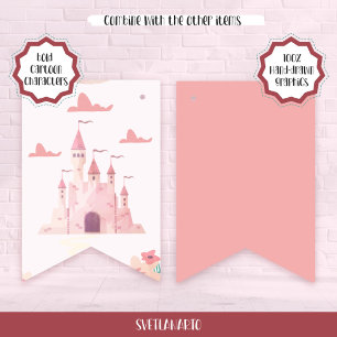 Dreamy Pastel Pink Castle Bunting Flags