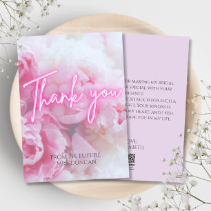 Dreamy Pastel Pink Peonies Floral Thank You Card
