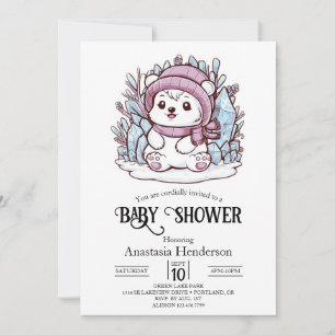 Dreamy Pastel Polar Bear Digital Baby Shower  Invitation