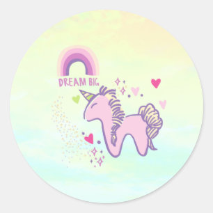 Dreamy Pastel Rainbow Unicorn Classic Round Sticker