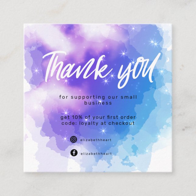 dreamy pastel sky splash business thank you card (Front)