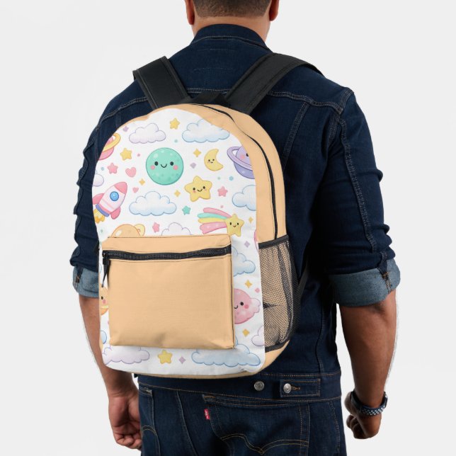 Dreamy Pastel Space Adventure Printed Backpack (Insitu (Model))