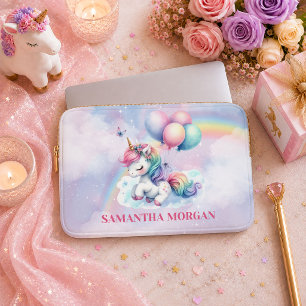 Dreamy Pastel Unicorn Girl Birthday Laptop Sleeve