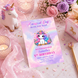 Dreamy Pastel Unicorn Girl Birthday Party Invitati Invitation