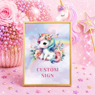 Dreamy Pastel Unicorn Magical Day Birthday Custom Poster
