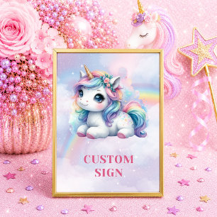 Dreamy Pastel Unicorn Magical Day Girl Birthday Si Poster