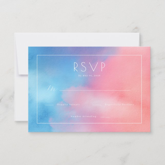 Dreamy Pastel Watercolor Gradient RSVP Card (Front)