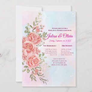 Dreamy Pastel Watercolor Rehearsal Dinner  Invitation