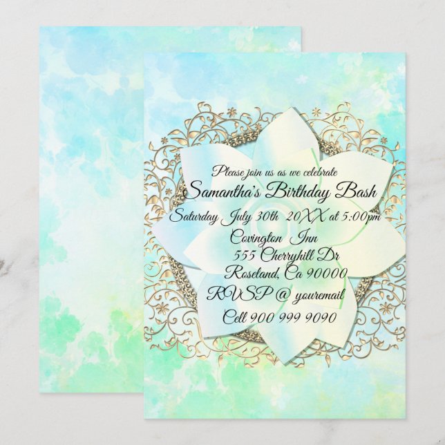 Dreamy Pastels Lotus Flower Invitation (Front/Back)