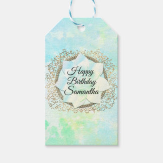 Dreamy Pastels Lotus Flower Personalised Birthday Gift Tags