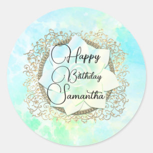 Dreamy Pastels Lotus Flower Personalised Classic Round Sticker
