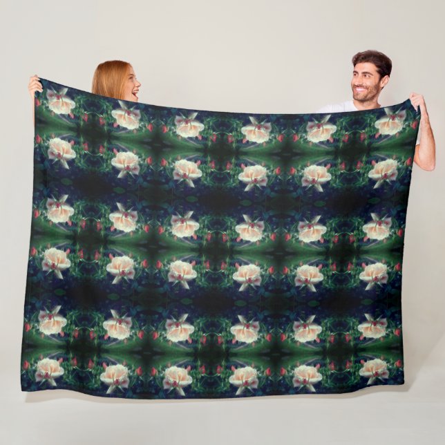 Dreamy Peach Rose And Buds Abstract  Fleece Blanket (In Situ)