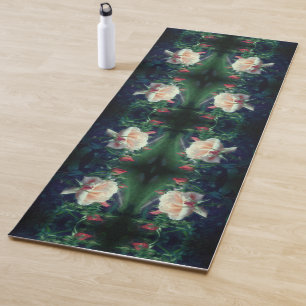Dreamy Peach Rose And Buds Abstract Yoga Mat