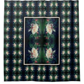 Dreamy Peach Rose And Buds Flower Art Shower Curtain