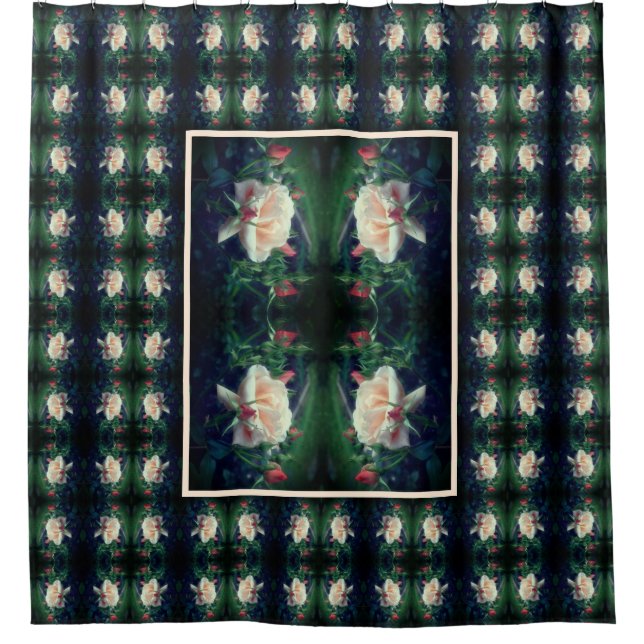 Dreamy Peach Rose And Buds Flower Art Shower Curtain (Front)