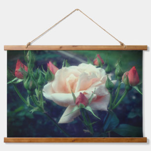 Dreamy Peach Rose And Buds Hanging Tapestry