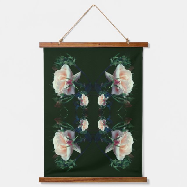 Dreamy Peach Rose Multiplied Abstract Hanging Tapestry (Front)