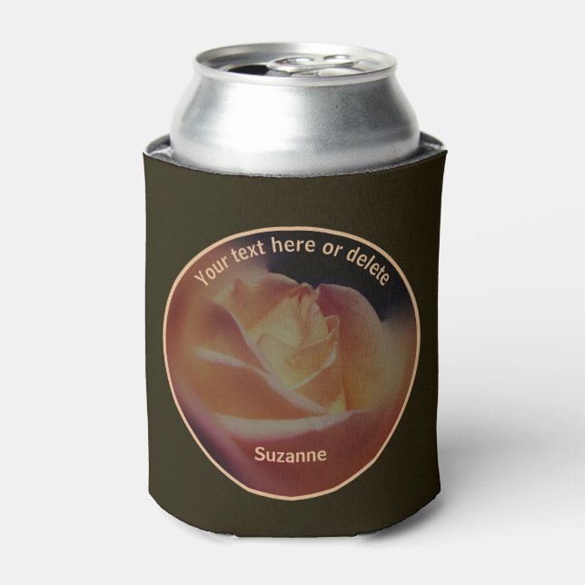 Dreamy Peach Rose Personalised  Can Cooler (Can Front)