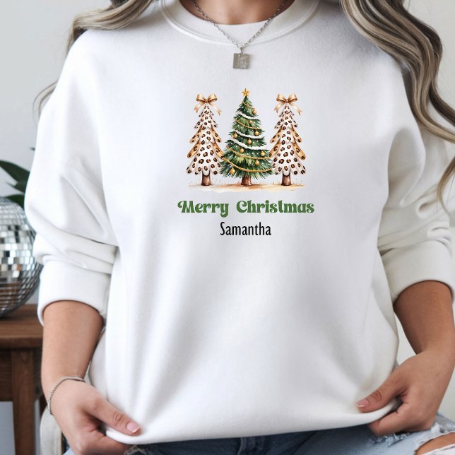 Dreamy personalised Leopard Christmas Trees gift  Hoodie (Dreamy personalized Leopard Christmas Trees gift hoodie)