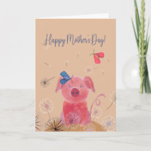 Dreamy Pig Mother's Day Card