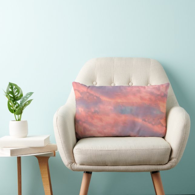 Dreamy Pink Aesthetic Sunset Clouds Lumbar Cushion (Chair)