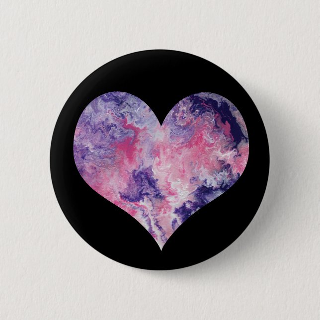 Dreamy Pink and Purple heart- 6 Cm Round Badge (Front)