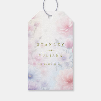 Dreamy Pink Blue Watercolor Fantasy Floral Fine Gift Tags