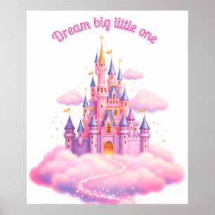 Dreamy Pink Fairytale Castle, Custom Nursery Poster